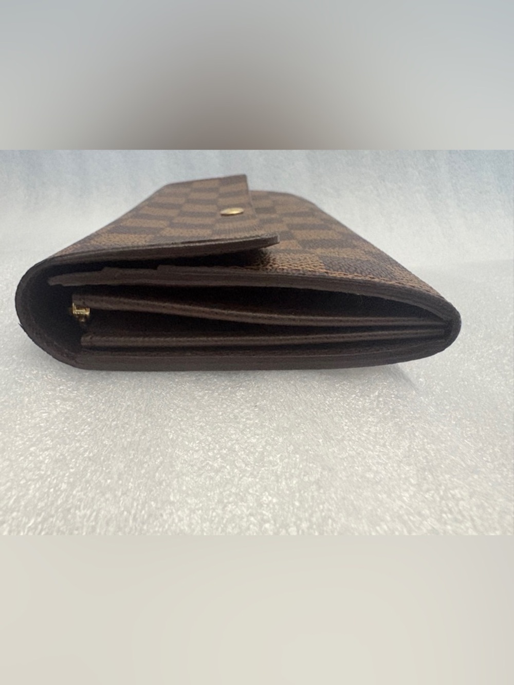 Louis Vuitton Damier Ebene Sarah Wallet Brown Canvas Long Wallet Snap Flap - Picture 7 of 11